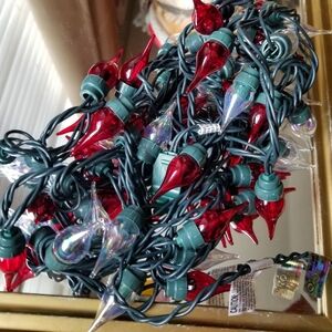 ❗Retro MCM Style Red White Atomic Twinkle Flame Christmas Holiday String Lights❗